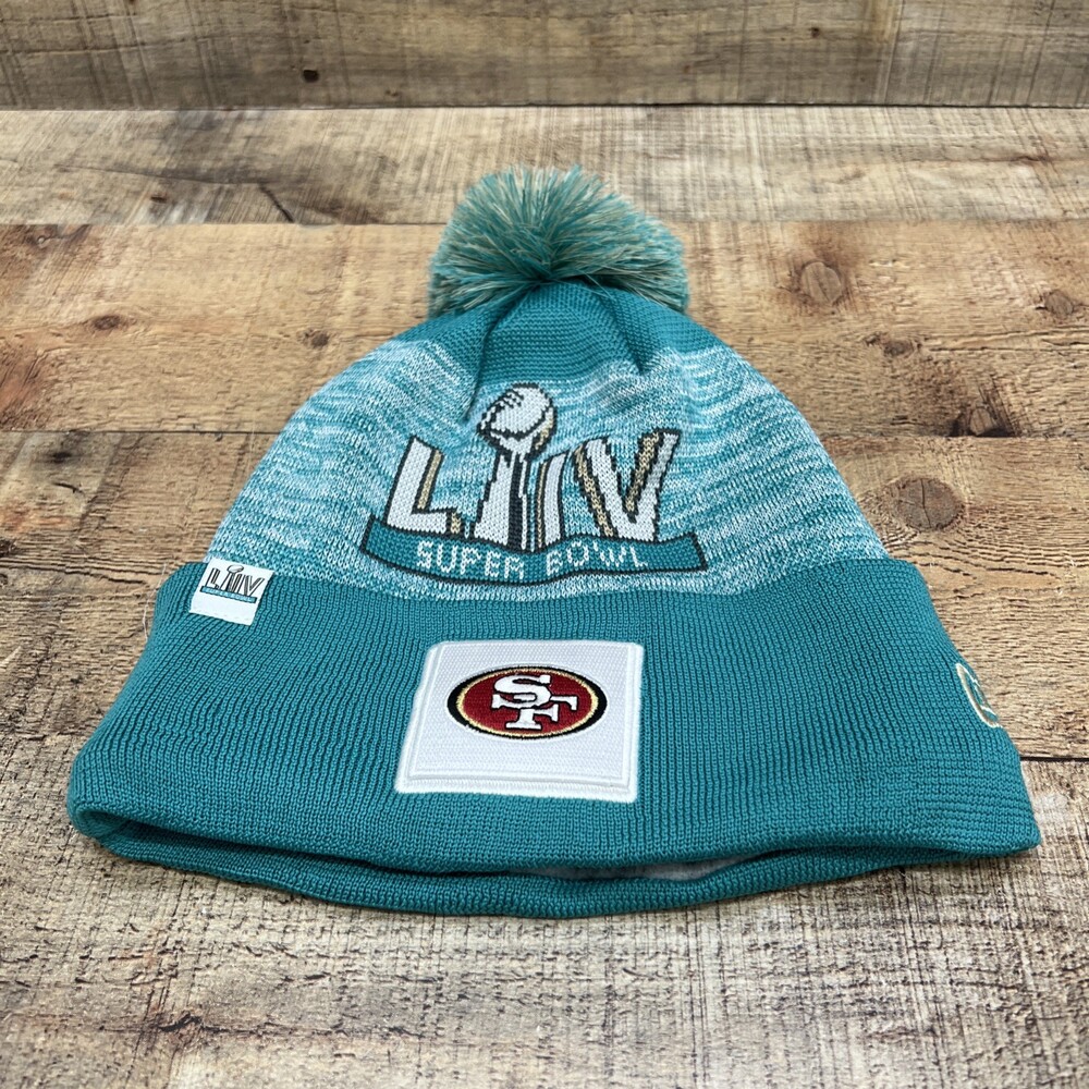 San Francisco 49ers Beanie 2019 Super Bowl LIV NFL Teal Blue OSFM Pom Pom Lined